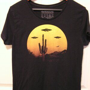 UFO Desert Cactus Alien Sky women's t-shirt